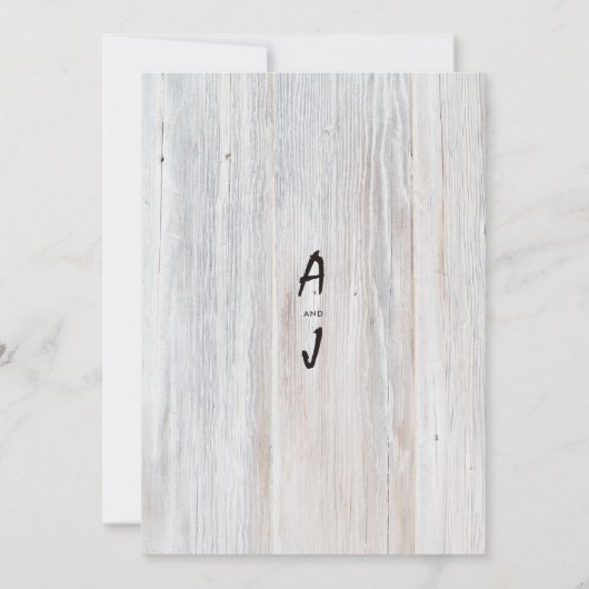 Land rustiek wit hout bloemenachtertuin bruiloft kaart (Achterkant)