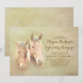 Land rustieke bruiloft uit te nodigen met paardenp kaart (Voorkant / Achterkant)