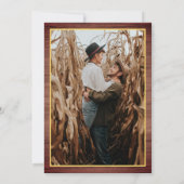 Land rustieke houten bloemenlichten foto bruiloft kaart (Achterkant)