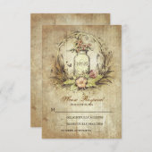 land rustieke metselaar pot bruiloft RSVP (Voorkant / Achterkant)