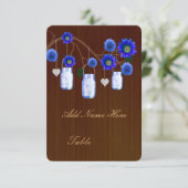 Land Rustige Blue Mason Jars Table Place Card Kaart (Staand voorkant)