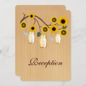 Land Rustige Gele Mason Jars Reception Kaart (Voorkant / Achterkant)