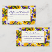 Land Rustige Witte Hout Paarse Gele Zonnebloem Aanbevelingskaartje (Voorkant / Achterkant)