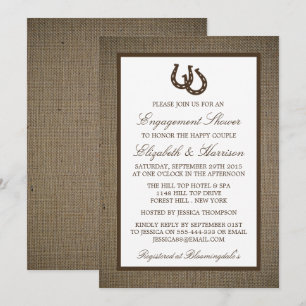 Land Rustisch Hoefijzer Bruin Burlap Verloving Kaart