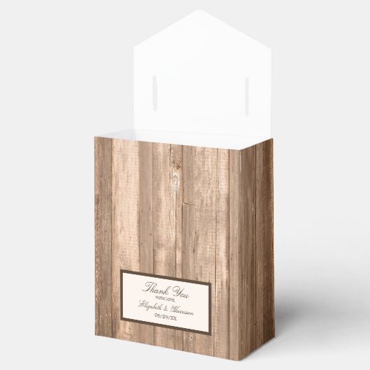 Land Rustisch Hoefijzer en bruin hout Bedankdoosjes (Geopend)