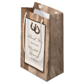 Land Rustisch Hoefijzer en bruin hout Klein Cadeauzakje (Voorkant Gekanteld)