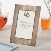 Land Rustisch Hoefijzer en bruin hout Reclamebord Met Voetstuk (Insitu)