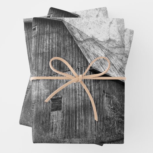 Land Rustisch zwart en  witte Barn Inpakpapier Vel (In situ)