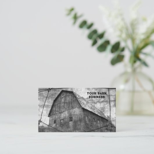 Land Rustisch zwart en witte Barn Visitekaartje (Staand voorkant)