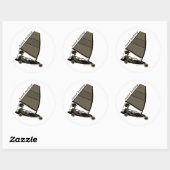 Land Sailing en Blk n Wht Sticker Classic Round (Feuille)