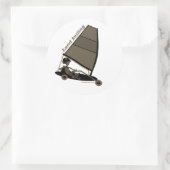 Land Sailing en Blk n Wht Sticker Classic Round (Sac)