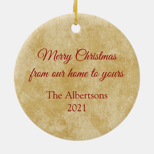 Land Santa en zijn rendierkeramisch Ornament (Achterkant)