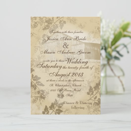  land schuur bruiloft kaart (Staand voorkant)