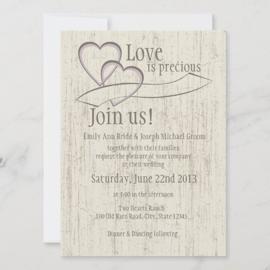 Land Schuur Hout Bruiloft Harten Kaart (Voorkant)