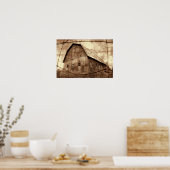 Land Sepia Rustic Barn  textuur Poster (Keuken)