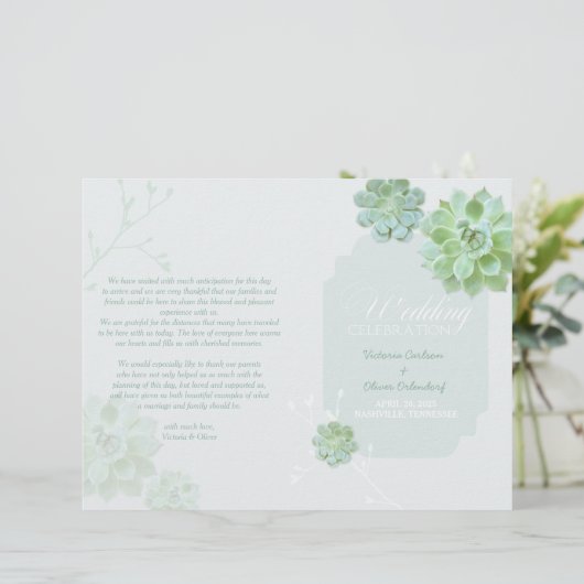 LAND Succulent Cactus Wedding Bi Fold Program (Staand voorkant)