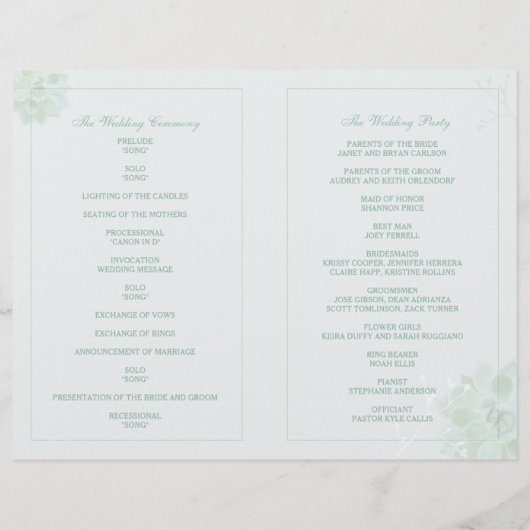 LAND Succulent Cactus Wedding Bi Fold Program (Achterkant)