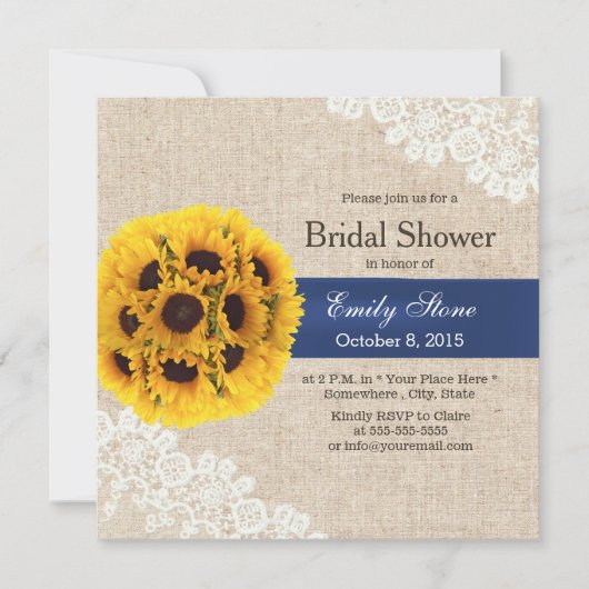 Land Sunflower Balls Lace Burlap Vrijgezellenfeest Kaart (Voorkant)