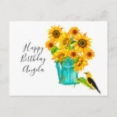 Land Sunflower Bouquet Birthday Briefkaart (Voorkant)