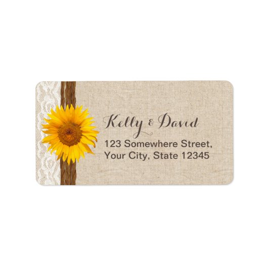 Land Sunflower Burlap Return Address Labels (Voorkant)