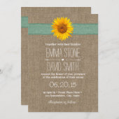 Land Sunflower Burlap Wedding Kaart (Voorkant / Achterkant)