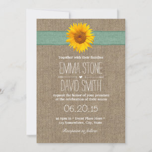 Land Sunflower Burlap Wedding Kaart