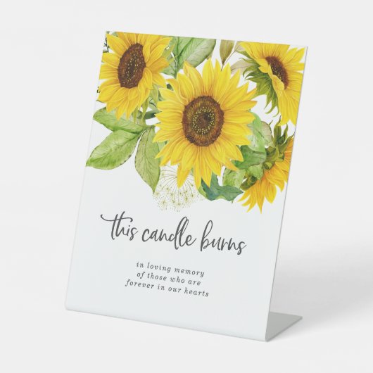 Land Sunflower Candle Burns Weddenschap Reclamebord Met Voetstuk (Voorkant)