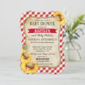 Land Sunflower en Gingham Check Baby shower Kaart (Staand voorkant)