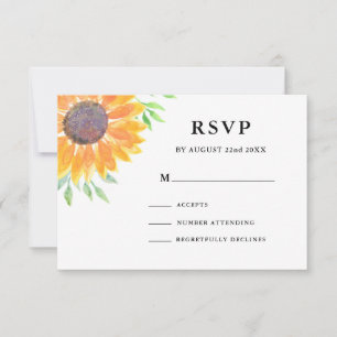 Land Sunflower Foliage Weddenschap RSVP Kaartje