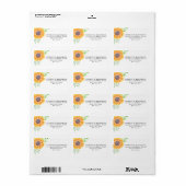 Land Sunflower Foliage Weduwingadres Etiket (Full Sheet)