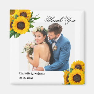 Land Sunflower Foto Weddenschap Favor Gift Magneet