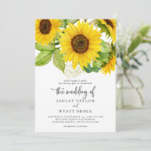 Land Sunflower Front and Back Wedding Kaart (Staand voorkant)