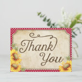 Land Sunflower Gingham Check Rustic Bedankt (Staand voorkant)