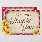 Land Sunflower Gingham Check Rustic Bedankt (Voorkant / Achterkant)