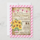 Land Sunflower Gingham Check Twins Baby shower Kaart (Voorkant)
