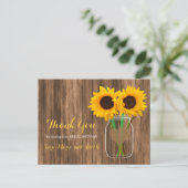 Land Sunflower Mason Jar - Dank u wel Briefkaart (Staand voorkant)