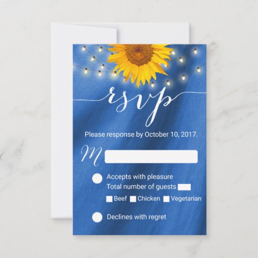 Land Sunflower & String Lights Wedding RSVP (Voorkant)