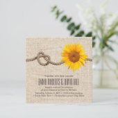 Land Sunflower & Twine Knot Burlap Wedding Kaart (Staand voorkant)