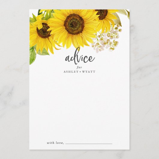 Land Sunflower Wedding Advice Kaart (Voorkant)