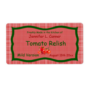 Land Sunglo Rood Plaid met Tomaten Eten Label