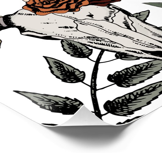 Land Thanksgiving Partij Herfst Oogst Bull Skull Perfect Poster (Hoek)