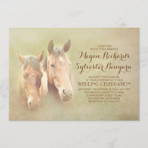 land - trouwe bruiloft - uitnodiging met paard