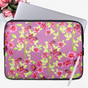  land tuinbloemen roze groen laptop sleeve