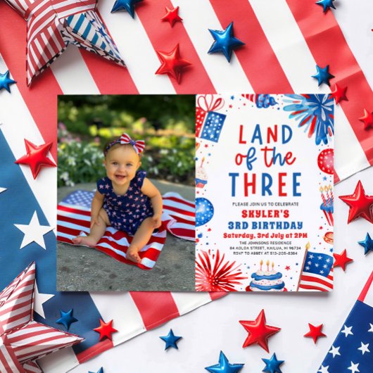 Land van de Drie 4e Juli 3e Verjaardag Kaart