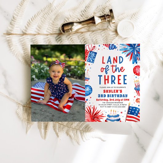Land van de Drie 4e Juli 3e Verjaardag Kaart