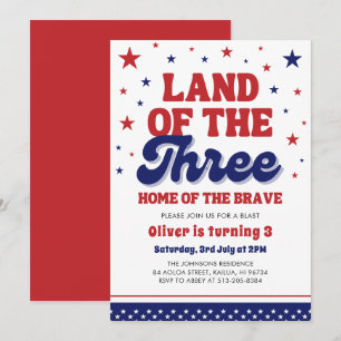 Land van de Drie 4e juli Patriottische 3e verjaard Kaart
