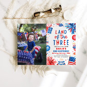 Land van de Drie 4e juli Patriottische 3e verjaard Kaart