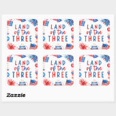 Land van de Drie 4e van juli 3e Verjaardagsfeest Vierkante Sticker (Vel)
