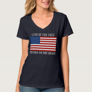 land van de vrije Bedankt naar de Amerikaanse vlag T-shirt