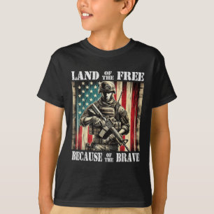 Land van de Vrije Dappere Militaire Veteranen Dag T-shirt